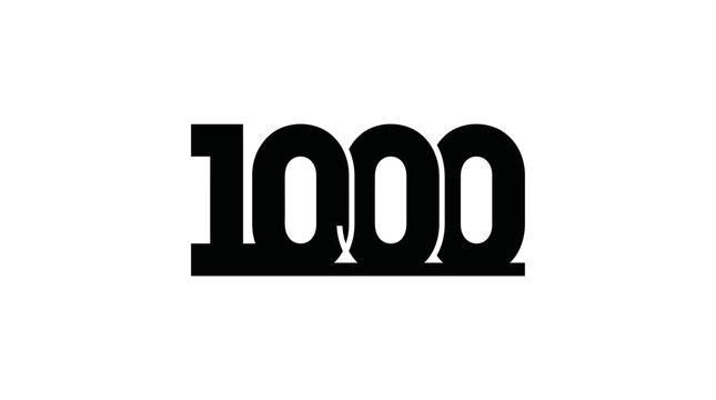 Vector illustration of a large number 1000 in bold font style