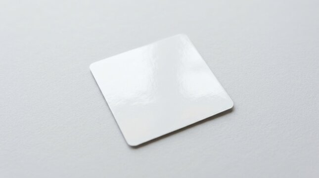 White Square Adhesive Patch with Raised Center Isolated on Soft White Background