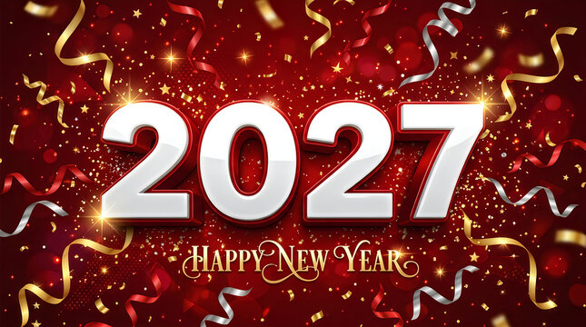 Happy new year 2027 celebration background with confetti celebration confetti