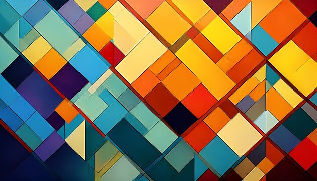abstract background with overlapping colorful squares and rectangles creates a modern geometric design