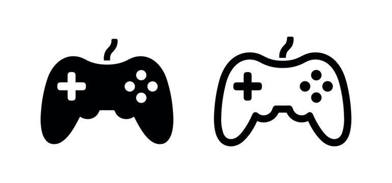 Video game controller icons, solid and outline