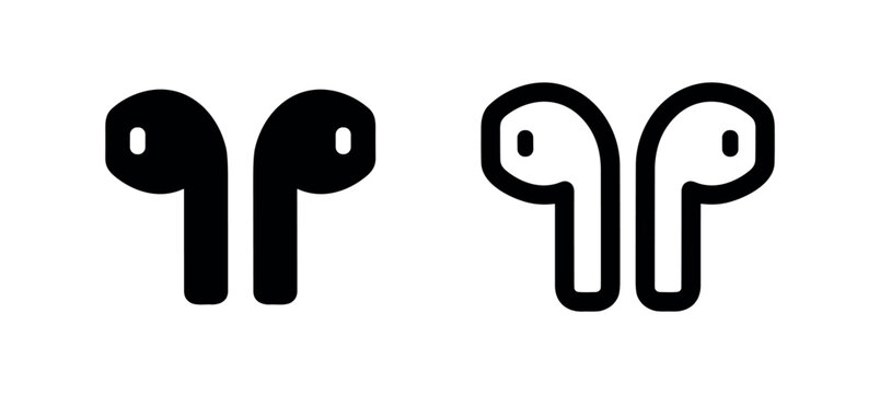 Wireless earbuds icon vector. Bluetooth earpods symbol in outline and glyph style. Modern audio device sign.