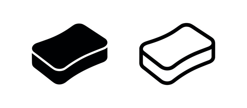 Cleaning sponge icon vector. Household scrubber symbol in outline and glyph style. Kitchen utensil sign for washing.