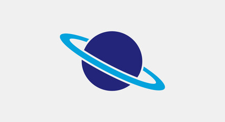 Stylized blue planet with rings vector © Gambar