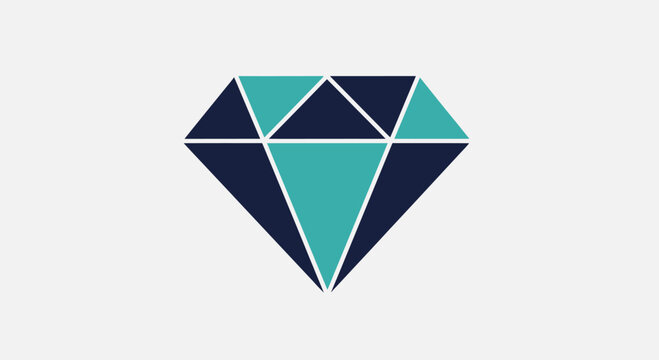 Teal and blue geometric diamond gemstone logo.