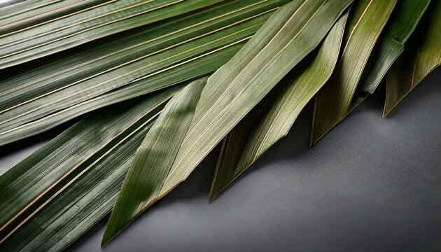 woven pandan leaf mats with diagonal split on grey background