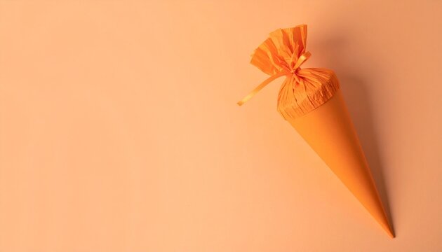 Orange Schult&uuml;te mit Copyspace auf orangem Hintergrund zur Einschulung