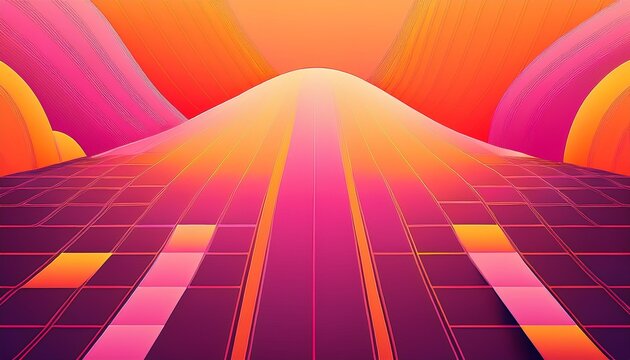 abstract geometric background with vibrant pink and orange retro gradient shapes
