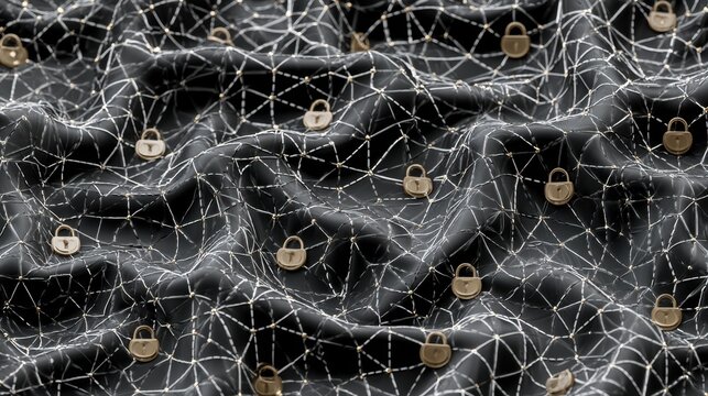 Stitched coin and lock cyber pattern
