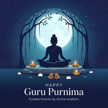 Minimal Guru Purnima Meditating Guru Vector Illustration Design