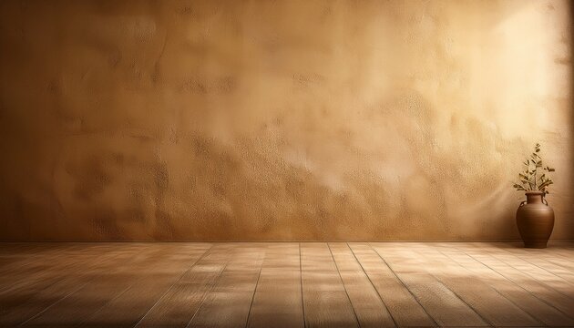 a tan room with an aged textured wall and floor bathed in soft light for a vintage backdrop
