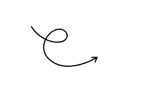 Animated of long dotted line arrow animation left to right on white background. glowing arrow following wavy dotted line motion graphic animation video.