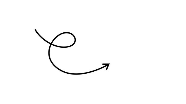 Animated of long dotted line arrow animation left to right on white background. glowing arrow following wavy dotted line motion graphic animation video.