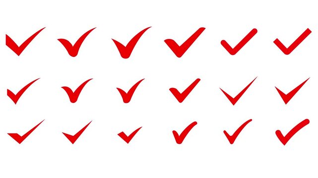 red check mark icon set, hand-drawn checkmark illustration, approval check icon isolated on transparent green check mark symbols. animated video.