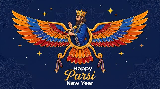 Happy Parsi New Year Navroz Mubarak Vector Greeting Card