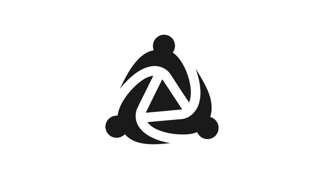 Three people figures forming a triangular circle