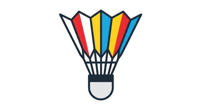 Colorful shuttlecock graphic on white background symbolizing sport and leisure