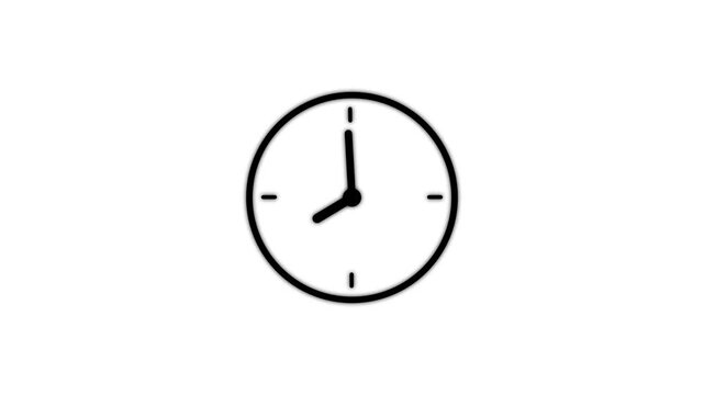 Reverse clock animation showing time running backward on white background