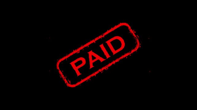Red paid stamp mark animation for approval or confirmation on green screen