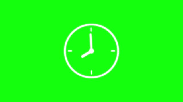 Reverse clock animation showing time running backward on white background