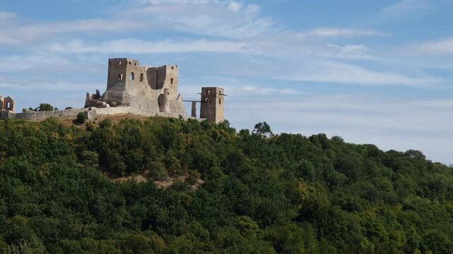 The Castle of Csesznek in Hungary from far