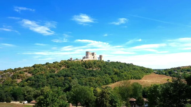 The Castle of Csesznek in Hungary from far
