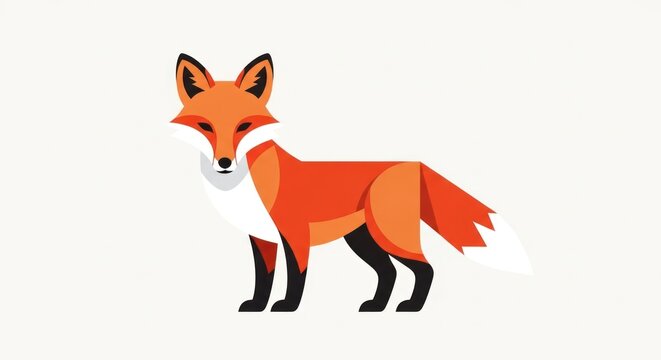 Geometric red fox illustration on white background vector design