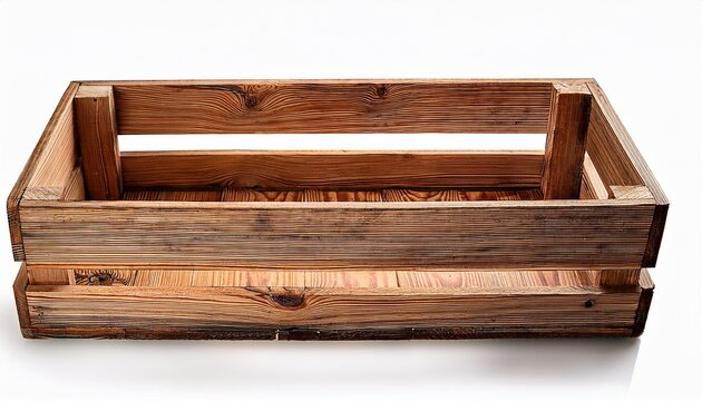 wooden crate isolated on white background old empty vintage wood box