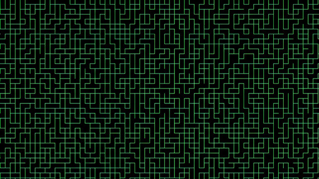 Abstract dark green tech grid background with seamless geometric network connections and digital line pattern