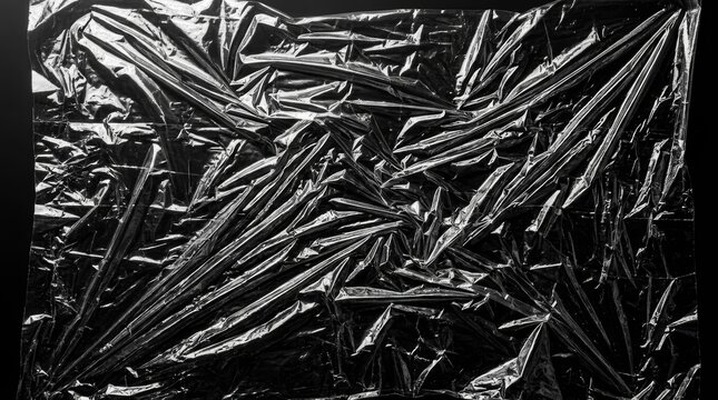 Crumpled cellophane texture with bright white reflections perfect.
