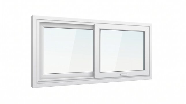 Modern white horizontal sliding window on a bright, isolated background, a contemporary architectural element designed for home improvement and renovation projects offering style and functionality
