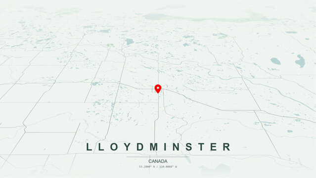 Modern minimalist vector map of Lloydminster, Alberta and Saskatchewan. High-quality scalable illustration of Lloydminster geographic boundaries on the provincial border for posters design.