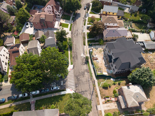 Fototapeta premium Aerial view of suburban neighborhood housing development