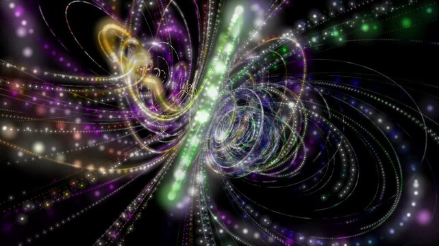 Futuristic video animation with particle stripe object in slow motion, 4096x2304 loop 4K