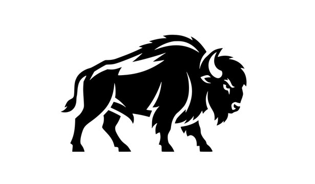 Modern Bison Logo Template Black Vector Illustration