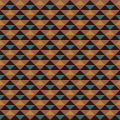 Seamless pattern created from small gold triangles in brown triangles and small jade triangles in dark brown triangles © chillingworths