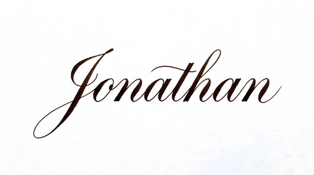 Handwritten name Jonathan in elegant calligraphy. Script lettering on white paper background.