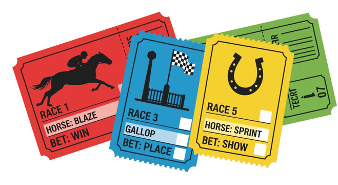 Colorful Horse Racing Betting Tickets Collection