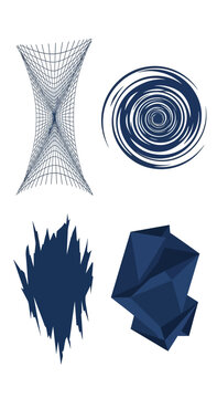 Abstract Geometric Shapes and Swirls: 3D Rendered Blue Forms