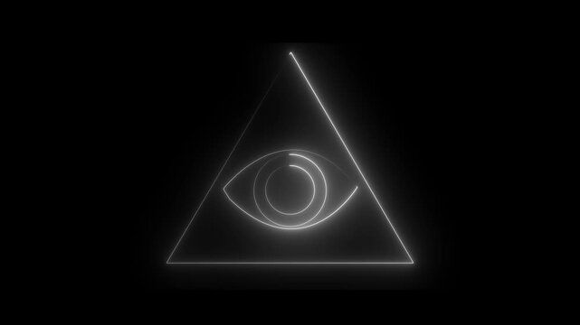 Abstract neon  Eye of Providence icon on black background . 4k video.
