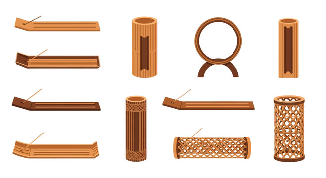 Set of Wooden Incense Holders and Burners