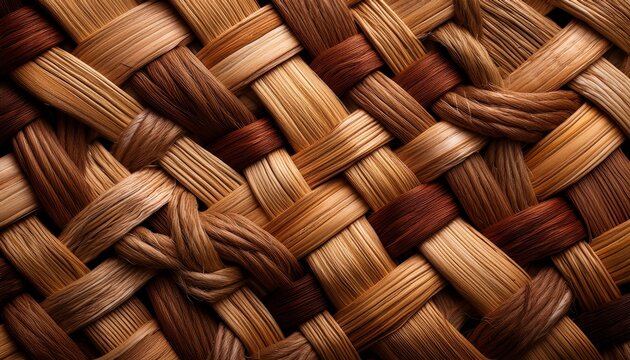 close up of woven basket texture with natural brown fibers
