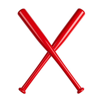 Baseball bats crossed in a sharp X shape made of shiny red lacquered wood equipment for professional athletic sports training&nbsp;