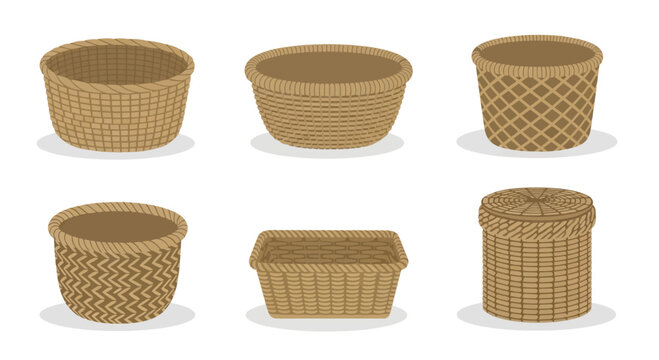 Set of Various Wicker Baskets and Containers