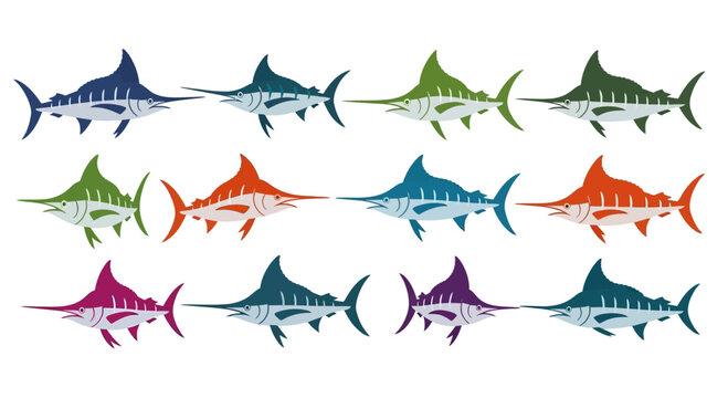 Colorful Marlin Fish Pattern, Marine Life, Ocean Wildlife, Sport Fishing