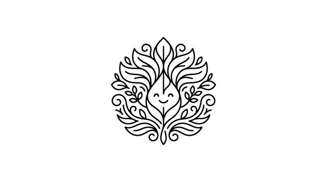 Black and white floral decorative face.