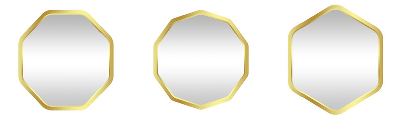 Obraz premium White gold luxury geometric button shape object set elements isolated on white background