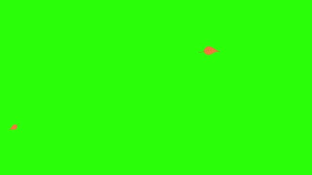 animated video on a green screen, leaves flying from left to right in small quantities