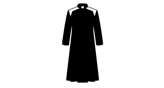 Minimalist clergy cassock robe icon with white collar vector illustration
