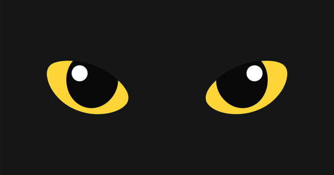Mysterious Gaze: A close-up of two piercing yellow eyes in the darkness, hinting at a hidden presence and creating a sense of intrigue and mystery.